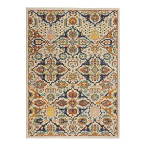 Nourison Allur 63x87&quot Rectangle Transitional Fabric Area Rug in Ivory/Blue