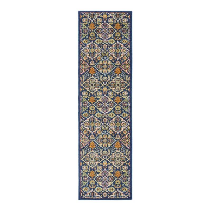 Nourison Allur 8' Runner Navy Multicolor Fabric Bohemian Area Rug (8' Runner)