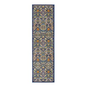 nourison allur 8' runner navy multicolor fabric bohemian area rug (8' runner)