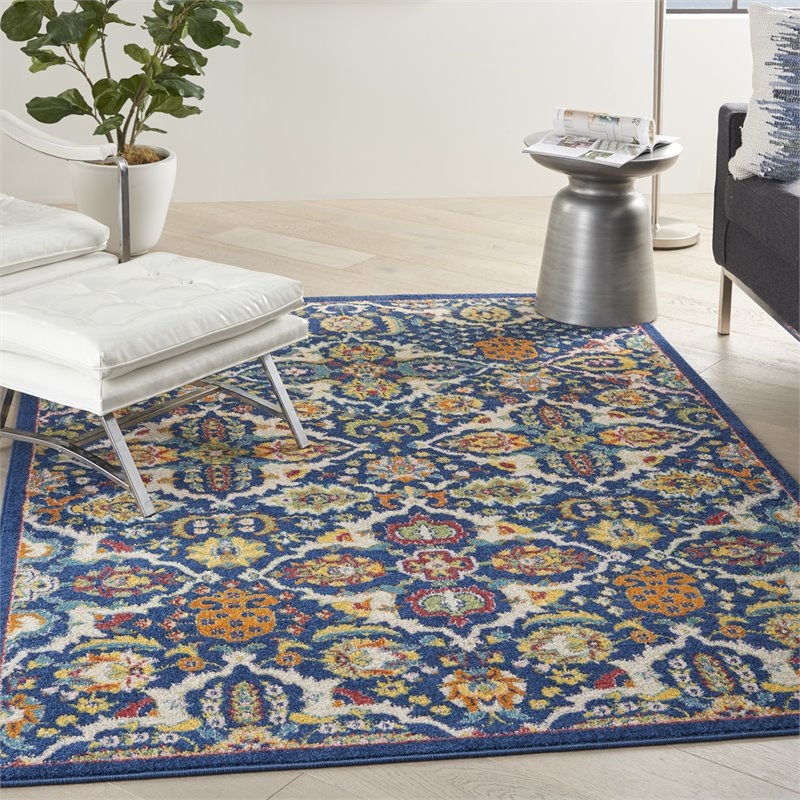 Nourison Allur 4' x 6' Navy Multicolor Fabric Bohemian Area Rug (4' x 6')