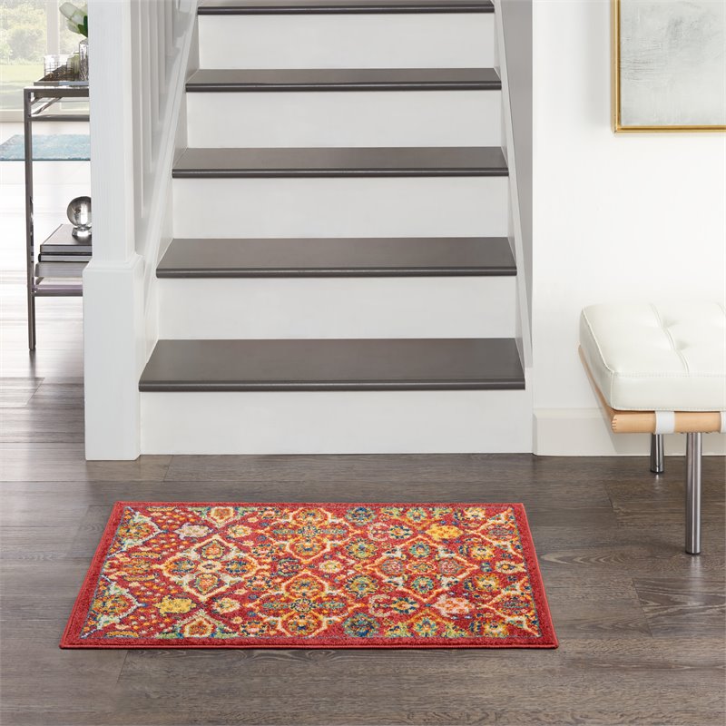 Nourison Allur 2' x 3' Red Multicolor Fabric Bohemian Area Rug (2' x 3')