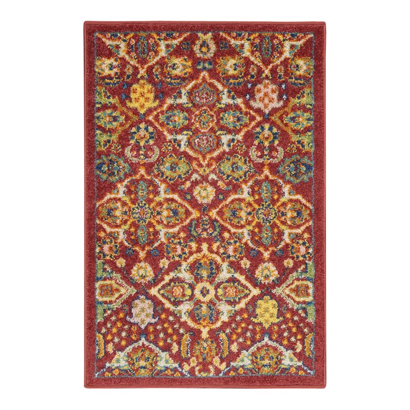 Nourison Allur 2' x 3' Red Multicolor Fabric Bohemian Area Rug (2' x 3')
