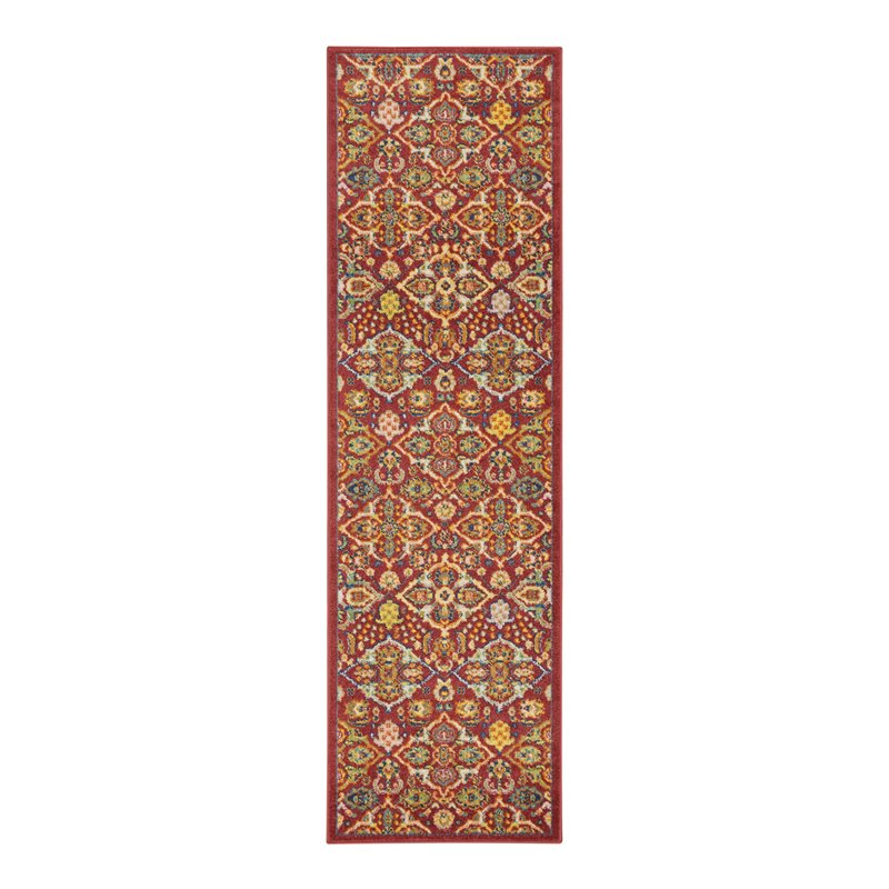 Nourison Allur 8' Runner Red Multicolor Fabric Bohemian Area Rug (8' Runner)
