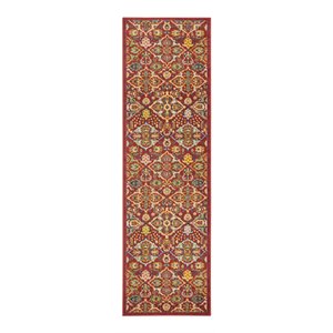 Nourison Allur 8' Runner Red Multicolor Fabric Bohemian Area Rug (8' Runner)