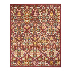 Nourison Allur 94x118&quot Rectangle Transitional Fabric Area Rug in Red/Orange