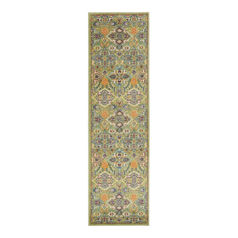 Nourison Allur 8' Runner Sage Ivory Fabric Bohemian Area Rug (8' Runner)