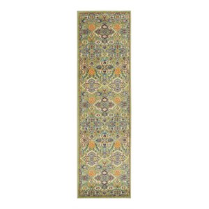Nourison Allur 8' Runner Sage Ivory Fabric Bohemian Area Rug (8' Runner)