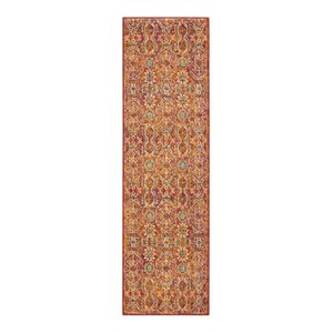 Nourison Allur 27x90&quot Runner Transitional Fabric Area Rug in Red/Burnt Orange