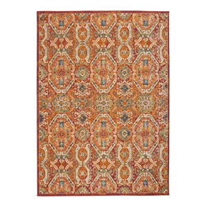 Nourison Allur 63x87&quot Rectangle Transitional Fabric Area Rug in Red/Burnt Orange