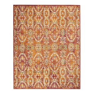 Nourison Allur 94x118&quot Transitional Fabric Area Rug in Red/Burnt Orange