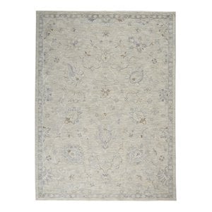 Nourison Asher 94x124&quot Rectangle Traditional Fabric Area Rug in Gray/Charcoal