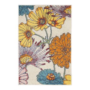 Nourison Allur 24x36&quot Rectangle Contemporary Fabric Area Rug in Ivory/Orange