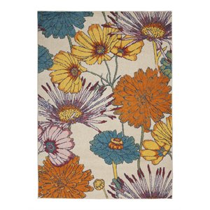 Nourison Allur 48x72&quot Rectangle Contemporary Fabric Area Rug in Ivory/Orange