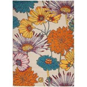 Nourison Allur 5'3&quot x 7'3&quot Fabric Contemporary Indoor Rug in Ivory Multi-Color