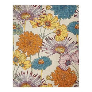 Nourison Allur 94x118&quot Rectangle Contemporary Fabric Area Rug in Ivory/Orange