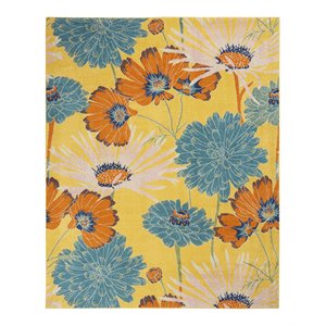 Nourison Allur 94x118&quot Rectangle Fabric Floral Area Rug in Yellow/Orange