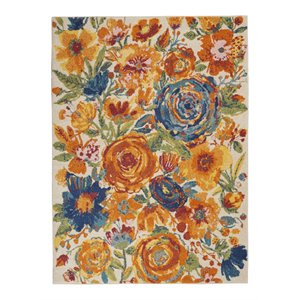 Nourison Allur 48x72&quot Rectangle Contemporary Fabric Area Rug in Ivory/Navy Blue