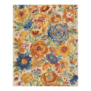 Nourison Allur 94x118&quot Rectangle Contemporary Fabric Area Rug in Ivory/Navy Blue