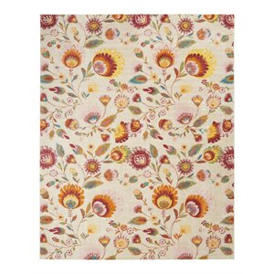 Nourison Allur 94x118&quot Rectangle Contemporary Fabric Area Rug in Ivory/Burgundy