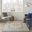 Nourison Bahari 5' x 7' Rectangle Traditional Wool Area Rug in Gray/Ivory
