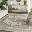 Nourison Bahari 8' x 10' Rectangle Traditional Wool Area Rug in Gray/Ivory