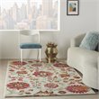 Nourison Bahari 5' x 7' Rectangle Contemporary Wool Area Rug in Gray/Red