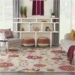 Nourison Bahari 8' x 10' Rectangle Contemporary Wool Area Rug in Gray/Red