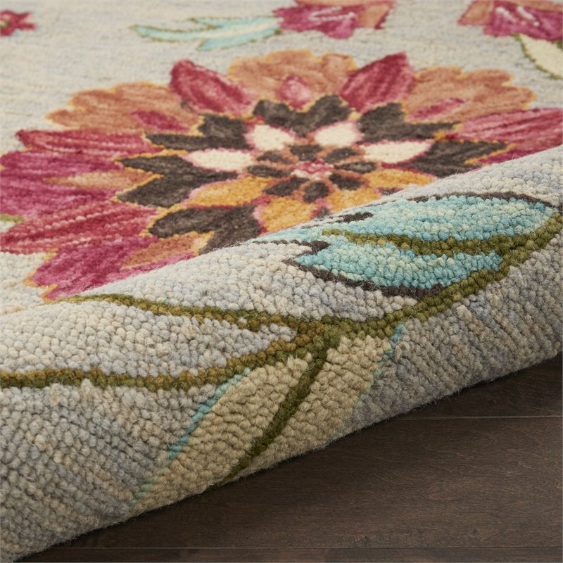 Nourison Bahari 8' x 10' Rectangle Contemporary Wool Area Rug in Gray/Red