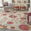 Nourison Bahari 8' x 10' Rectangle Contemporary Wool Area Rug in Gray/Red