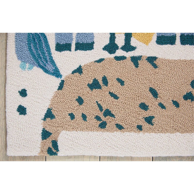 nourison bailey 27x45&quot rectangle contemporary fabric area rug in blue/beige
