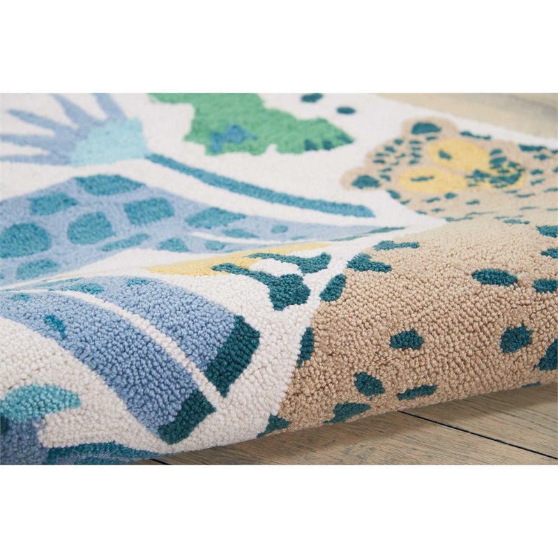 nourison bailey 27x45&quot rectangle contemporary fabric area rug in blue/beige
