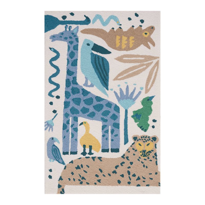Nourison Bailey 27x45&quot Rectangle Contemporary Fabric Area Rug in Blue/Beige