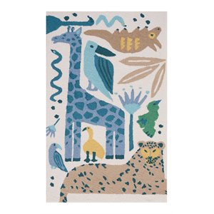 Nourison Bailey 27x45&quot Rectangle Contemporary Fabric Area Rug in Blue/Beige
