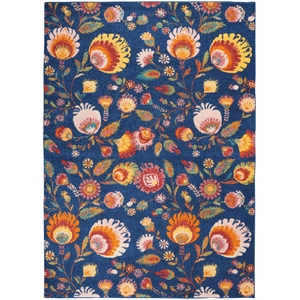 Nourison Allur 5'3&quot x 7'3&quot Fabric Farmhouse Indoor Rug in Navy Multi-Color