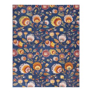 Nourison Allur 94x118&quot Rectangle Contemporary Fabric Area Rug in Navy/Burgundy
