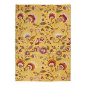 Nourison Allur 63x87&quot Rectangle Contemporary Fabric Area Rug in Yellow