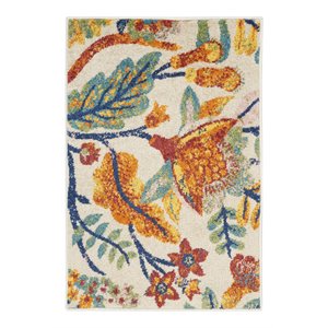 Nourison Allur 24x36&quot Rectangle Contemporary Fabric Area Rug in Ivory/Red