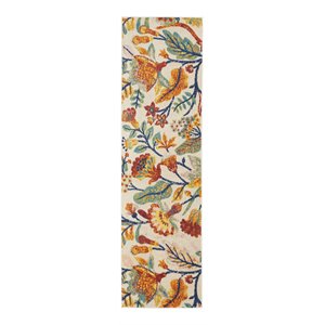 Nourison Allur 27x90&quot Runner Contemporary Fabric Area Rug in Ivory/Red