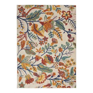 Nourison Allur 48x72&quot Rectangle Contemporary Fabric Area Rug in Ivory/Red