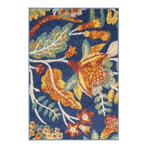Nourison Allur 24x36&quot Rectangle Contemporary Fabric Area Rug in Navy/Red