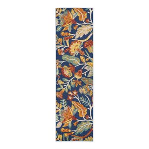 Nourison Allur 27x90&quot Runner Contemporary Fabric Area Rug in Navy/Red