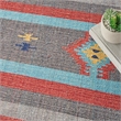 Nourison Baja Southwestern Trimmed Gray/Red Cotton Blend Area Rug (5' x 7')