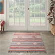 Nourison Baja Southwestern Trimmed Gray/Red Cotton Blend Area Rug (5' x 7')