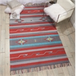 Nourison Baja Southwestern Trimmed Gray/Red Cotton Blend Area Rug (5' x 7')