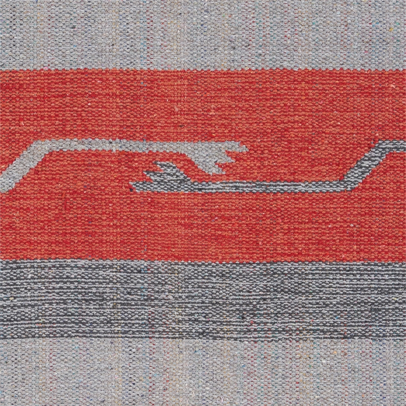 Nourison Baja Southwestern Trimmed Gray/Red Cotton Blend Area Rug (5' x 7')