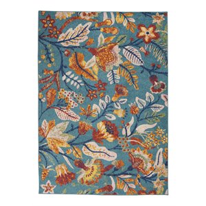 Nourison Allur 63x87&quot Rectangle Contemporary Fabric Area Rug in Turquoise/Red