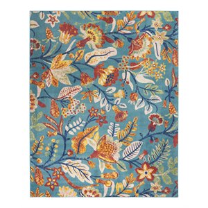 Nourison Allur 94x118&quot Rectangle Contemporary Fabric Area Rug in Turquoise/Red