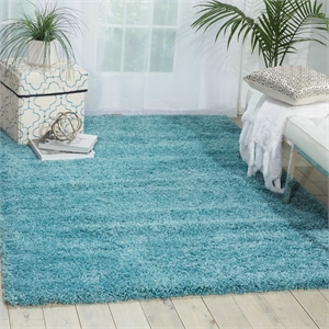 Nourison Amore 47x71&quot Rectangle Contemporary Fabric Area Rug in Aqua Blue