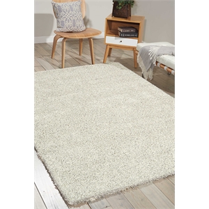 Nourison Amore 63x89&quot Rectangle Contemporary Fabric Area Rug in Bone Gray