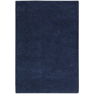 Nourison Amore 94x130&quot Rectangle Contemporary Fabric Area Rug in Ink Blue